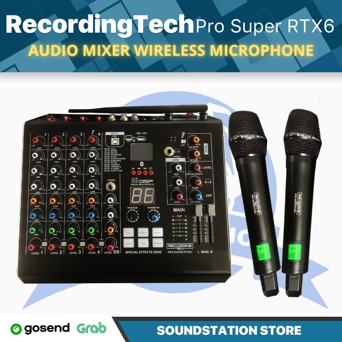 RECORDING TECH PRO SUPER RTX6 Audio Mixer Wireless Microphone RTX6+