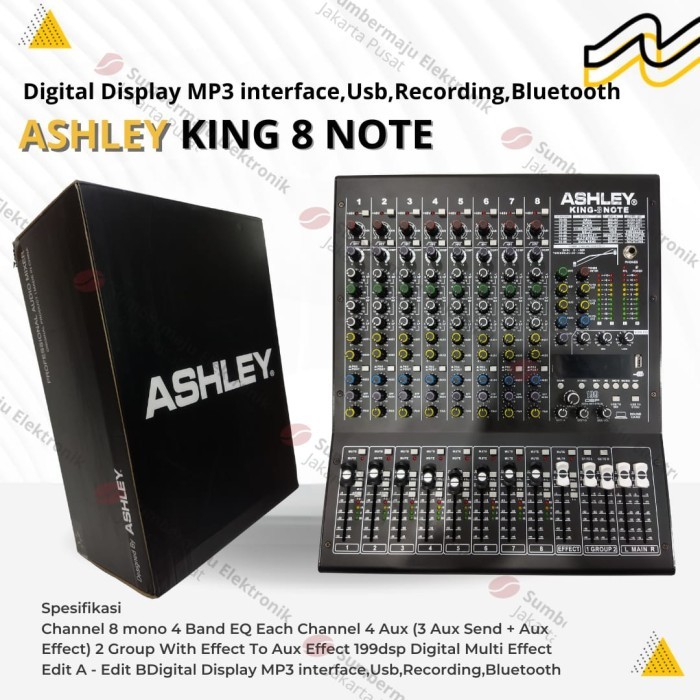 Mixer Ashley King 8 Note Original 8 Channel Interface USB - Bluetooth
