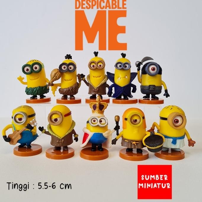 Set Figure Koleksi Minion / Topper Hiasan Kue Ultah Minion 10 pcs MRS03