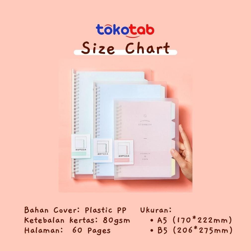 

TERLARIS Tokotab - B5 A5 Binder Loose Leaf Binder Ring Notebook Detachable PP Loose Leaf Notebook As23
