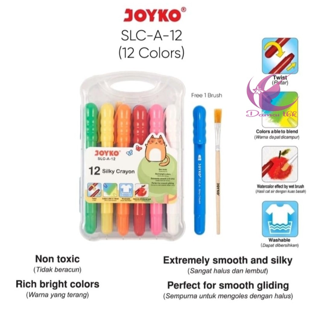 

Krayon Silky 12 Warna Joyko SLC-A-12