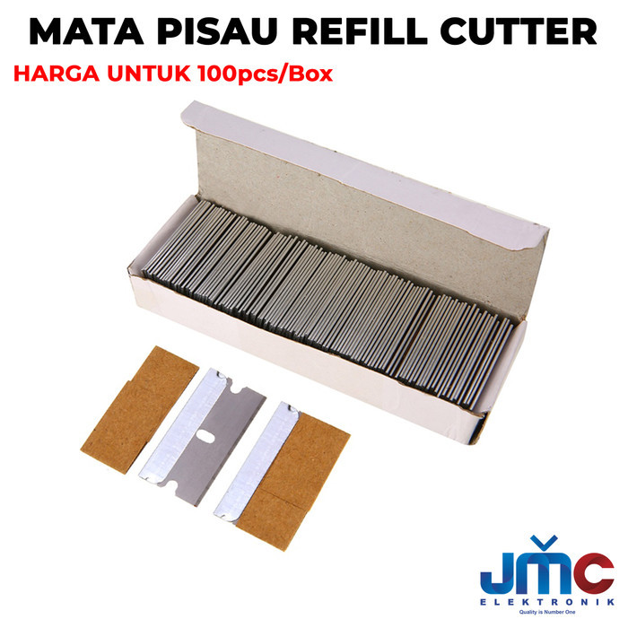 

100Pcs Mata Pisau Refill Cutter Pembersih Lem Sticker Scraper Pengupas Tgo