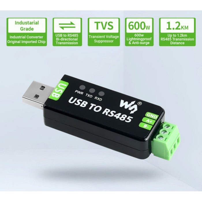 Waveshare Industrial Usb To Rs485 Bidirectional Converter Tgo