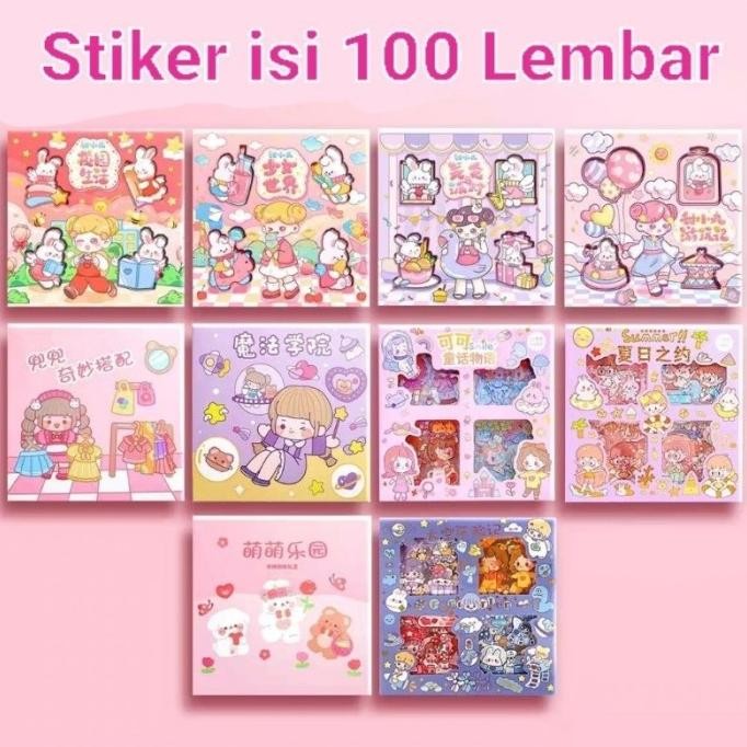 

Stiker MOMO 100 lembar Sticker Korea PET Mainan DIY Kado Anak