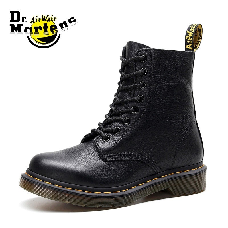 Martens 1460 Martin Boots Top Layer Lembut Litchi Pattern Cowshide Boots Pendek Casual Kulit Asli Ma