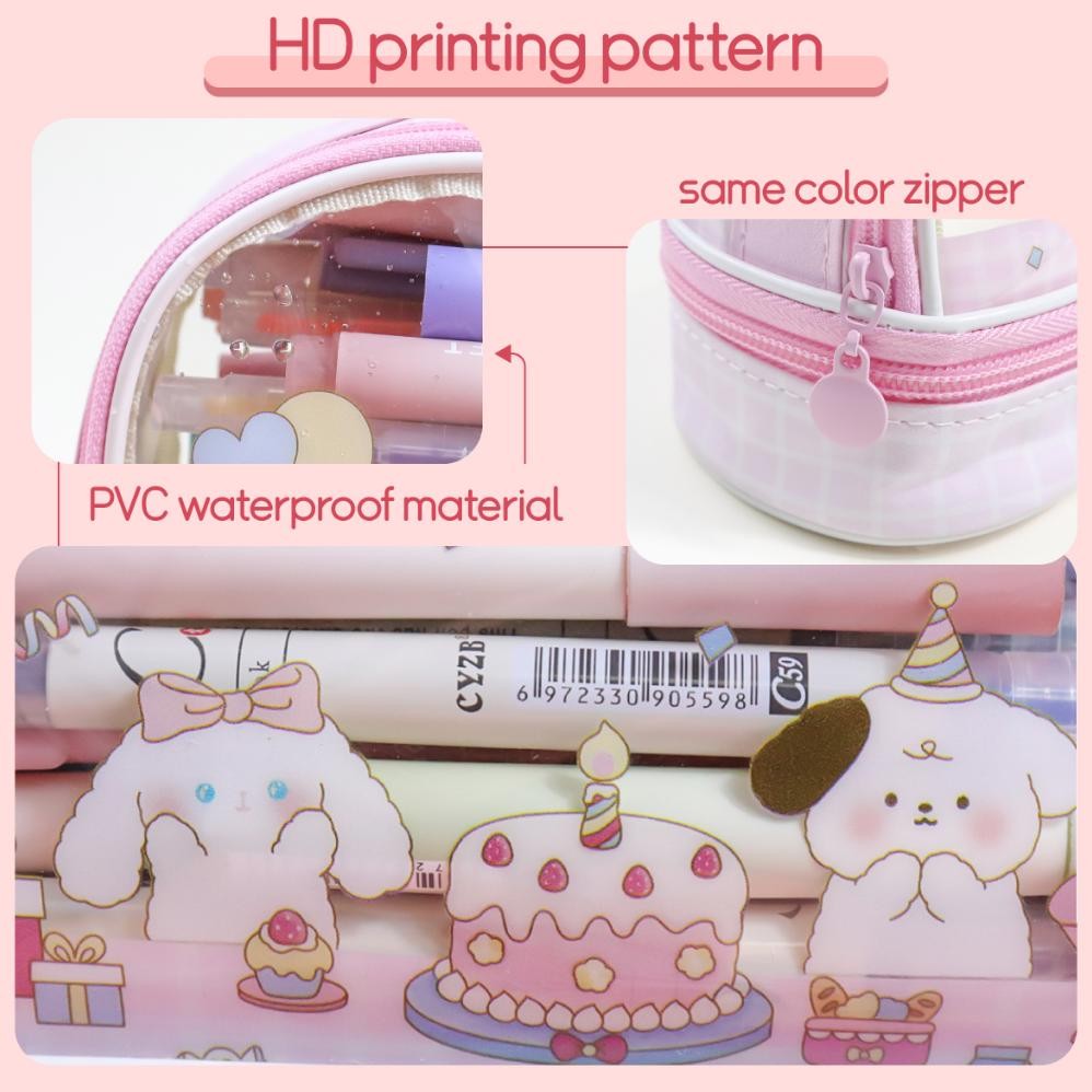 

VIRAL Large Capacity Transparent Pencil Case Portable Waterproof Kawaii Pencil bag Cute Stationery School Supplies for Students fgs-3