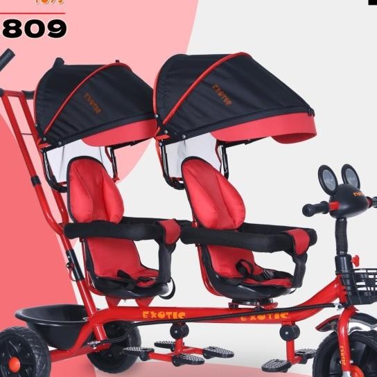 Sepeda Anak Roda 3 Exotic Et-8811 Boncengan Anak Kembar Double Seater