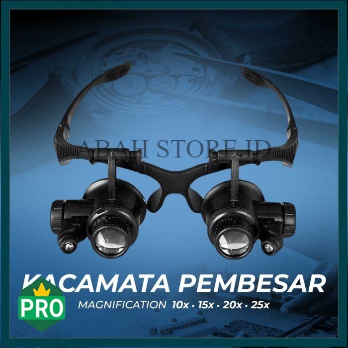 

Ready Kaca Mata Service Kacamata Pembesar Reparasi Jam Hp 25x Magnifier 2LED