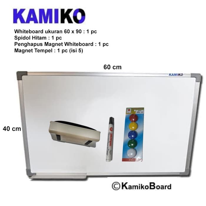 

Ready Whiteboard Kamiko Gantung Uk 40 x 60 cm, SPDL HTM, HPSN, Magnet PROMO