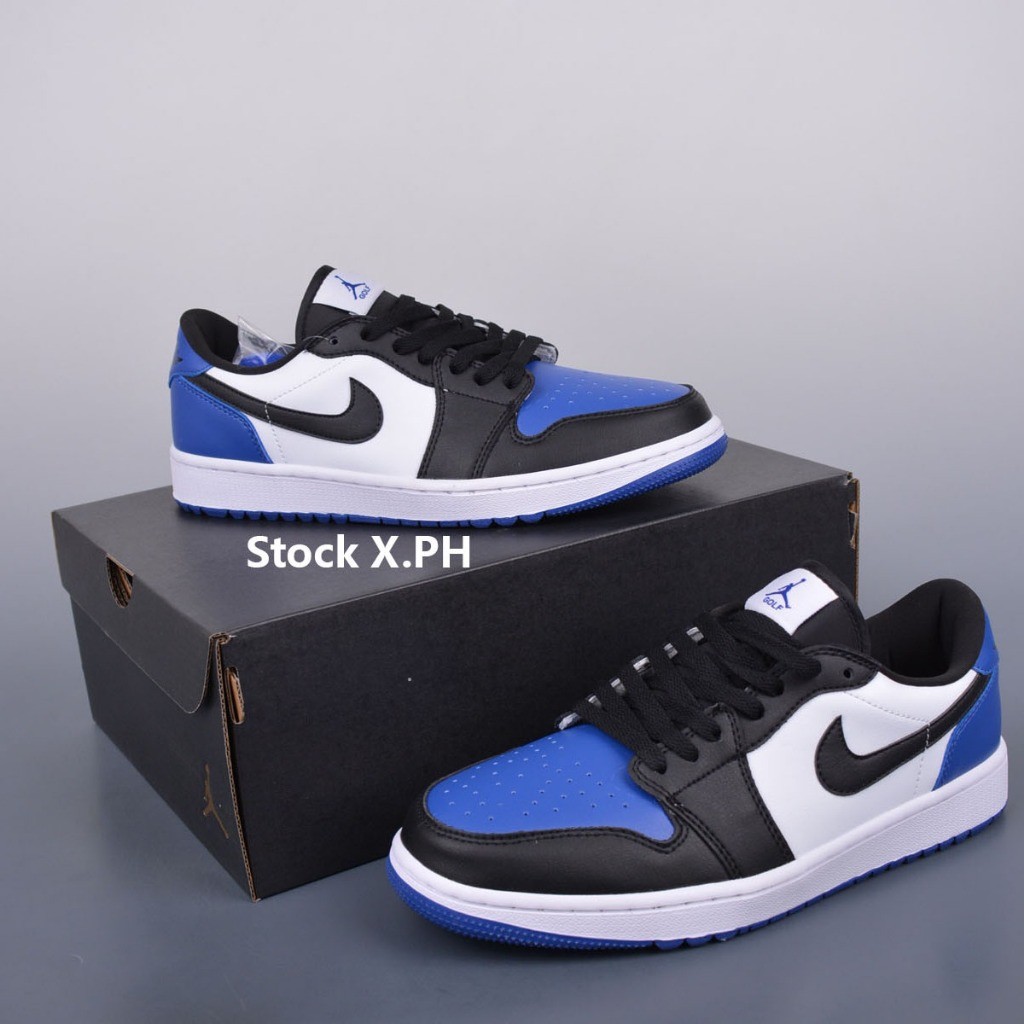 【Hadiah Gratis】UA Air Jordan 1 Sepatu Basket "Golf Royal Toe" Rendah untuk Pria Sepatu Kets untuk Wa