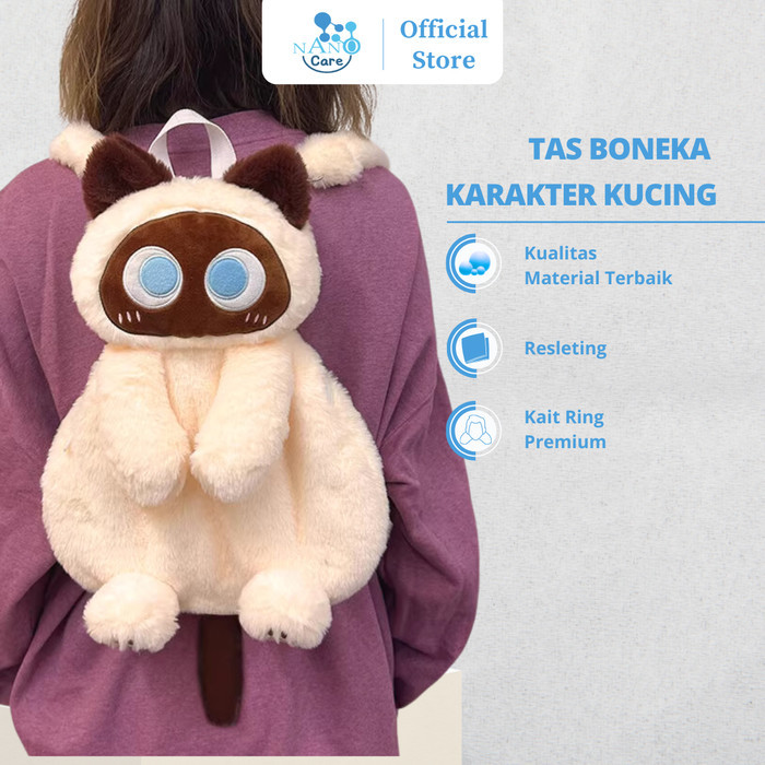 TERBATAS Tas Boneka Kucing Lucu /Tas Boneka /Tas Bulu /Tas Selempang Ransel Bulu