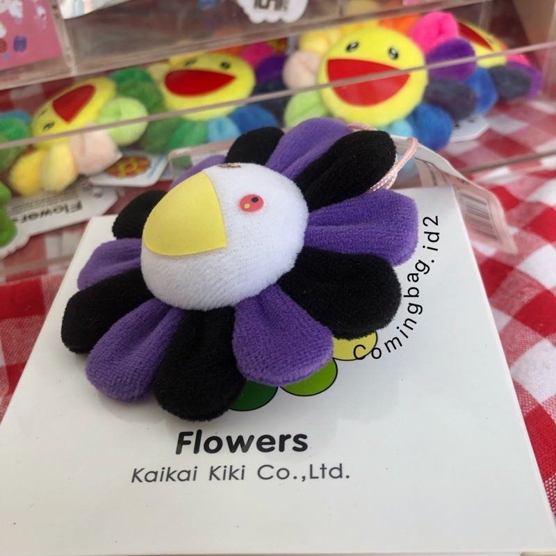 MURAKAMI BAG CHARM UNGU SMILE TIMBUL TAKASHI MURAKAMI PIN BROS