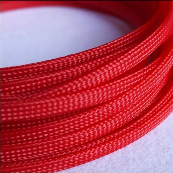 BRAIDED CABLE SLEEVE - SLEEVING CABLE - BUNGKUS KABEL - 6MM - MERAH
