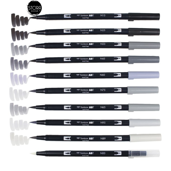 

Ba Tombow Grayscale Palette Dual Brush Pen Set 10 Spidol Kuas Calligraphy