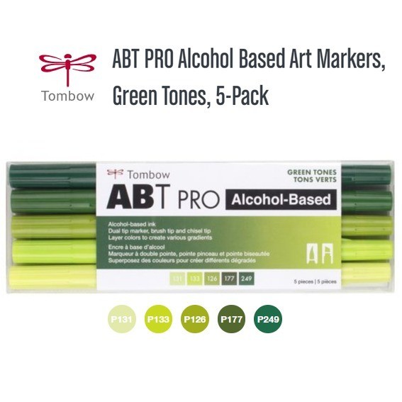 

Ba Tombow Abt Pro Alcohol Based Art Markers Dual Brush Pen - Green Tones