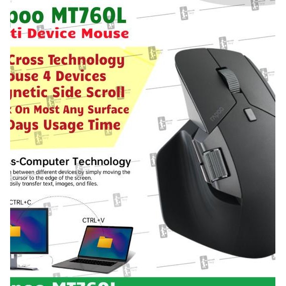 Rapoo Mt750 Bluetooth Wireless Mouse Multi Device Mx Killer
