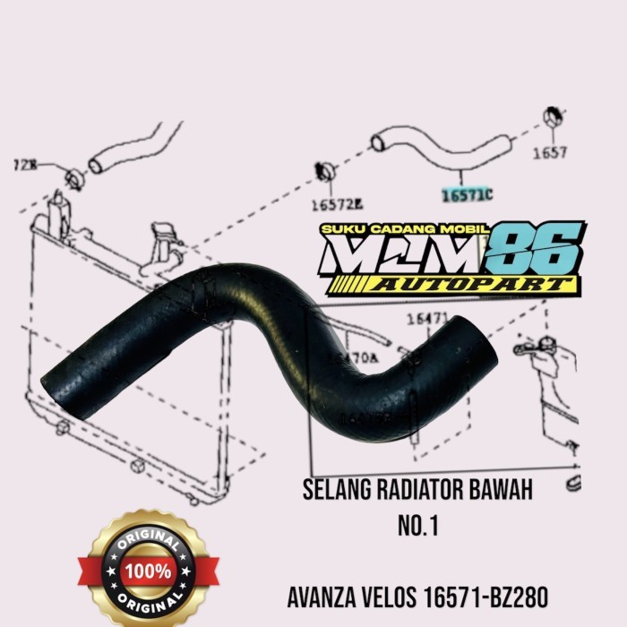 Selang radiator atas toyota avanza veloz 16572-bz280