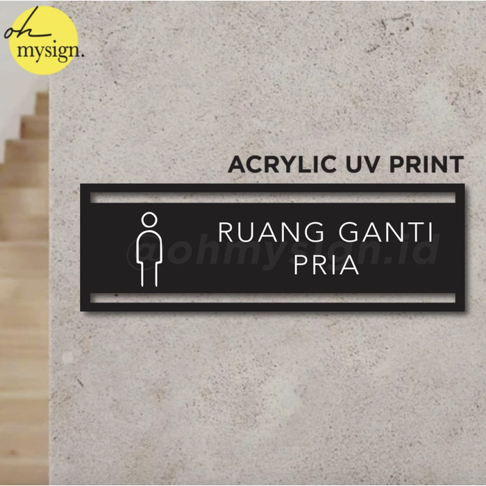 

Murah Sign Akrilik Ruang Ganti Pria UV Print Modern Label Sign Elegan