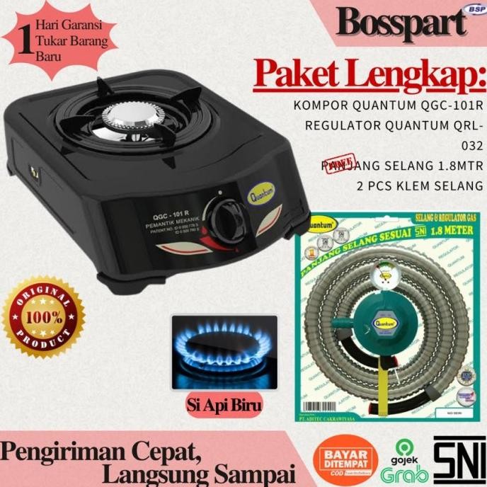 Quantum Paket Kompor Gas 1 Tungku Qgc 101 R Bonus Selang Regulator Gas Promo