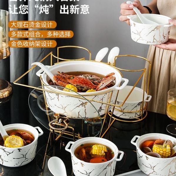 Mangkok Marble Set Prasmanan / Mangkok Marble Sop Set Pemanas