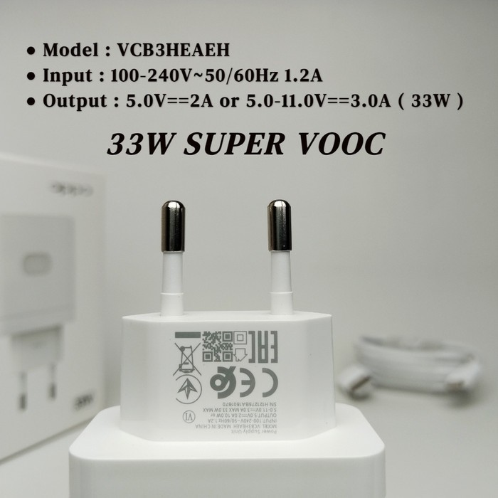 Charger Oppo A58 4G Usb Type C 33 Watt Super Vooc Charging Vna