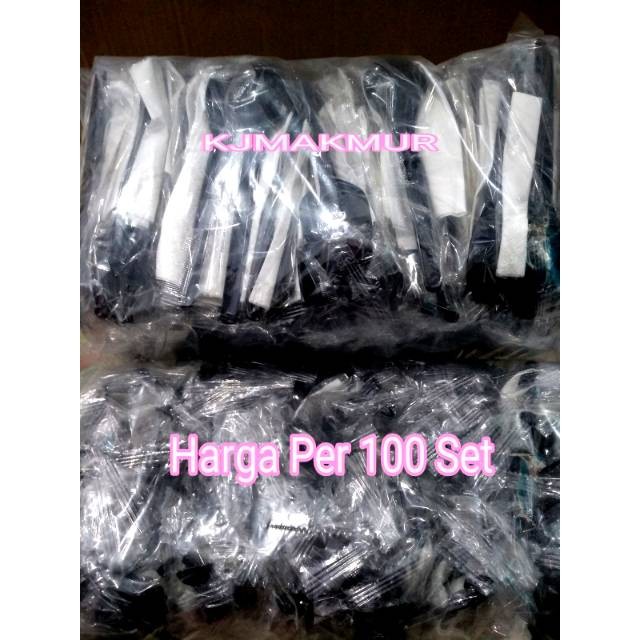 (100 Set) Paket Sendok Garpu Plastik Tusuk Gigi Tissue