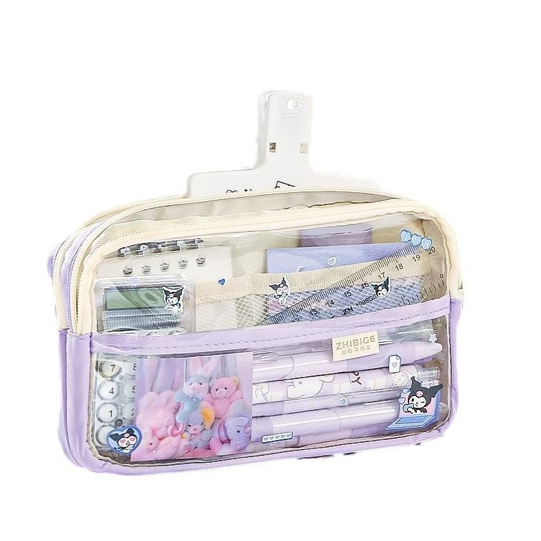 

AS25 kotak pensil transparan aesthetic pencil case large tempat pensil pen pouch lucu stationery organizer Premium