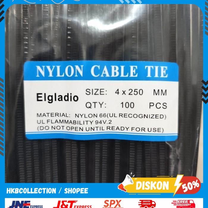 

100PCS KABEL TIES 25CM WARNA HITAM CABLE TIE NYLON TALI KREK HIGHT QUALITY !!