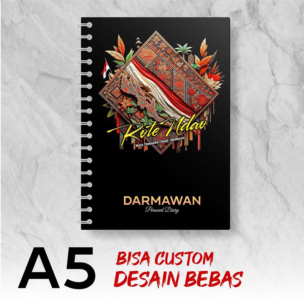 

Blocknote A5 Notebook Custom ROTE NDAO - NTT Desain Bebas - Spiral Kawat - BAAX4