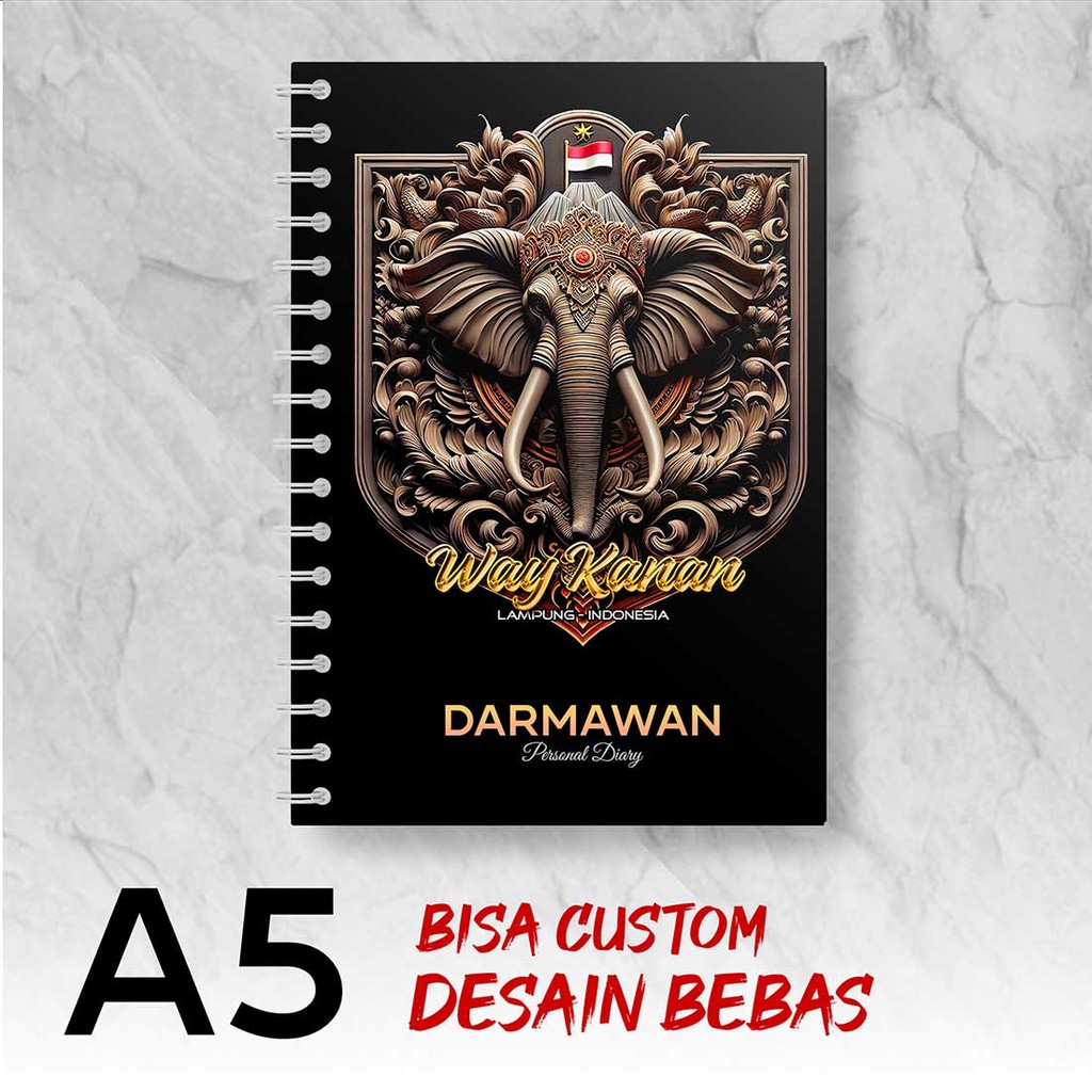 

Blocknote A5 Notebook Custom WAY KANAN - LAMPUNG Desain Bebas - Spiral Kawat - BBUX8