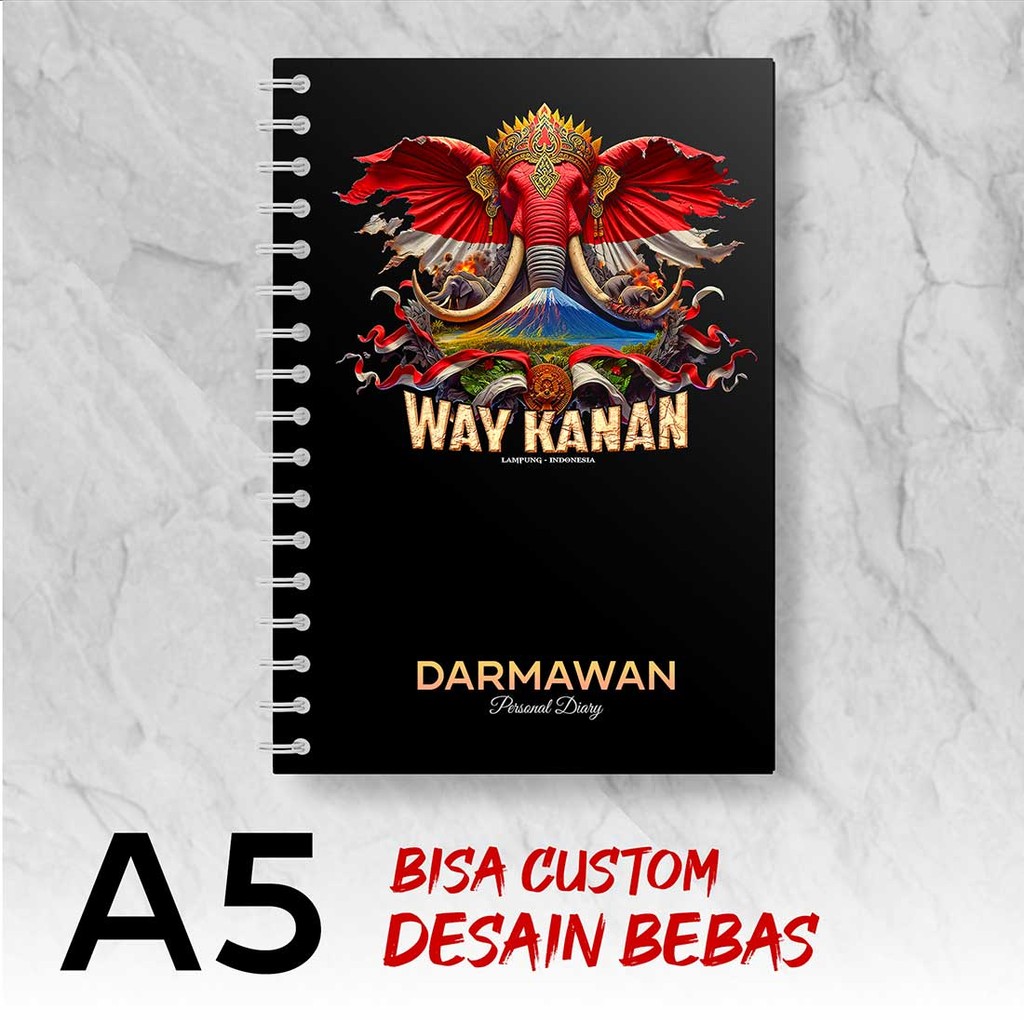 

Blocknote A5 Notebook Custom WAY KANAN - LAMPUNG Desain Bebas - Spiral Kawat - BBUX9