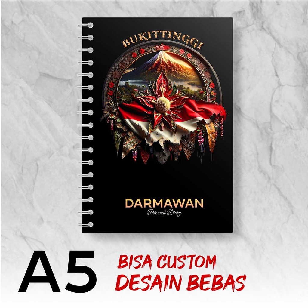 

Blocknote A5 Notebook Custom BUKITTINGGI - SUMATRA BARAT Desain Bebas - Spiral Kawat - BKTX2