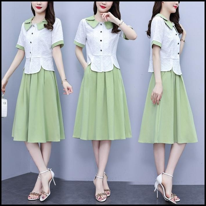 Setelan Wanita Korea D7881/Baju Setelan Atasan Dan Rok Wanita Korea