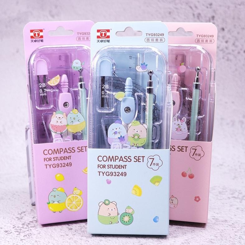 

ad-77 KENSHO Jangka Set Math Compass Premium / Compas Alat Tulis / Pastel/ Busur Derajat / Penggaris/ Pensil Mekanik Cetek Terlaris