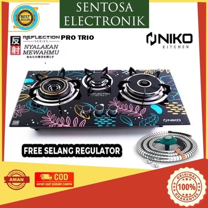 READY NIKO REFLECTION PRO TRIO KOMPOR GAS KACA 3 TUNGKU BISA TANAM &MEJA