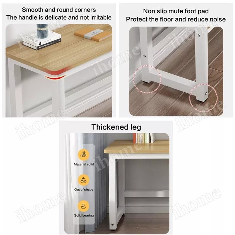 IH Kayu SolidMeja kantor 160CM Meja Makan Minimalis Meja Belajar Besi Meja Kerja Murah