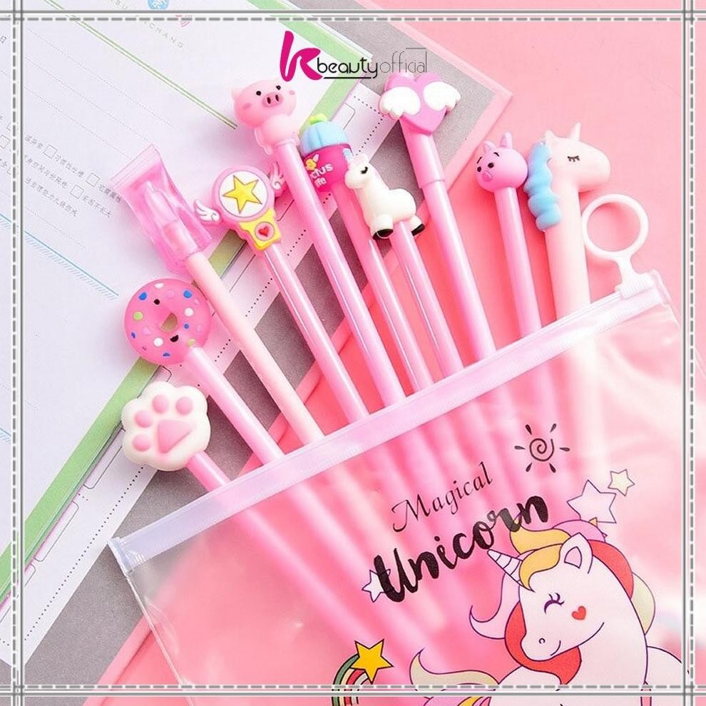 

LNB-1217 KB-A15 Pulpen Gel Karakter Lucu Set Isi 20PCS Pena FREE Zipper Pouch Tempat Pensil Transparan Murah Original