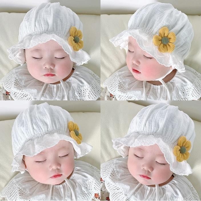 Terbaru Topi Bayi Perempuan Bunga Matahari / Topi Bayi Perempuan Newborn Kekinian
