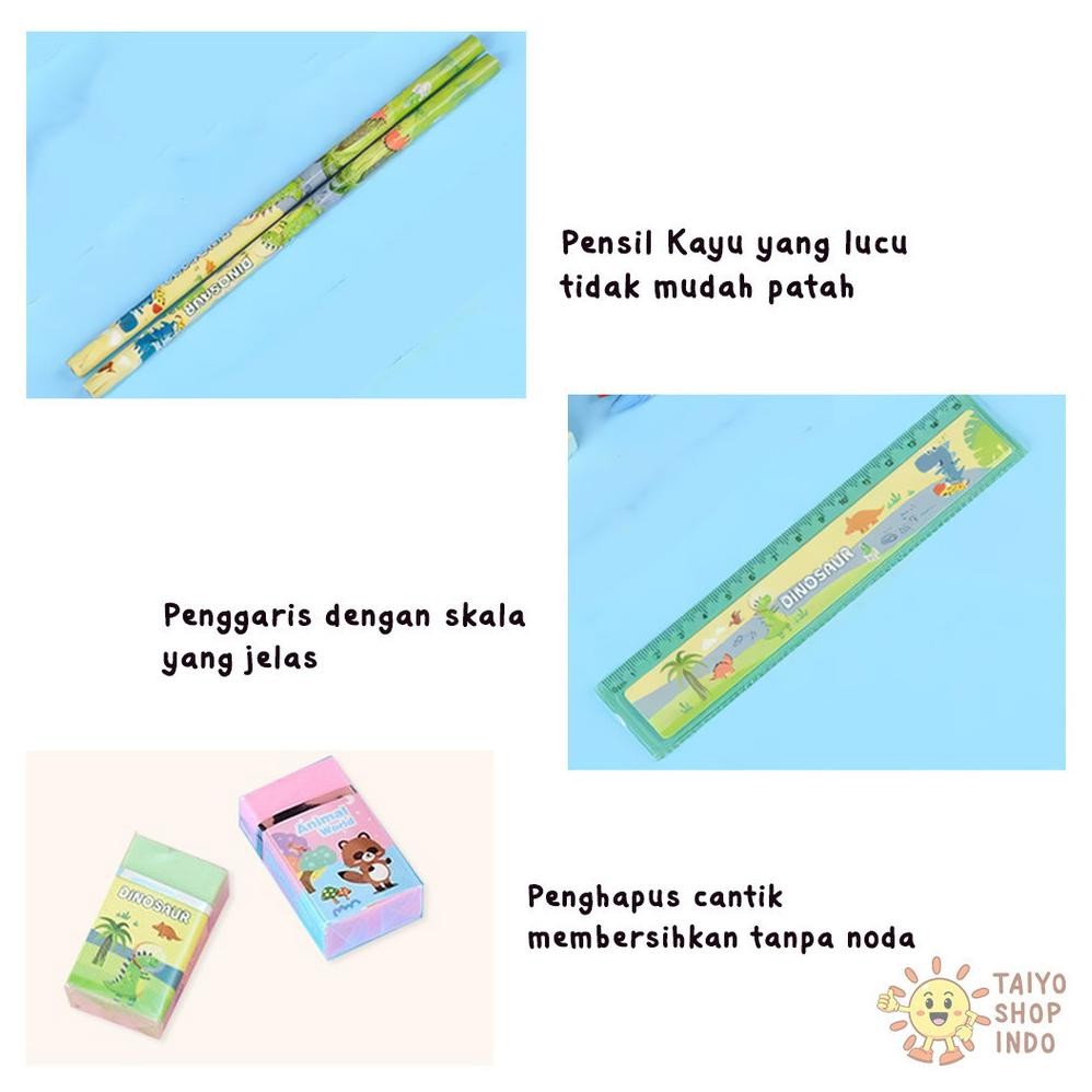 

fgs-3 TAIYO Alat Tulis Set Anak 7in1 Karakter Stationery Kotak Pensil Perlengkapan Sekolah Bingkisan Original