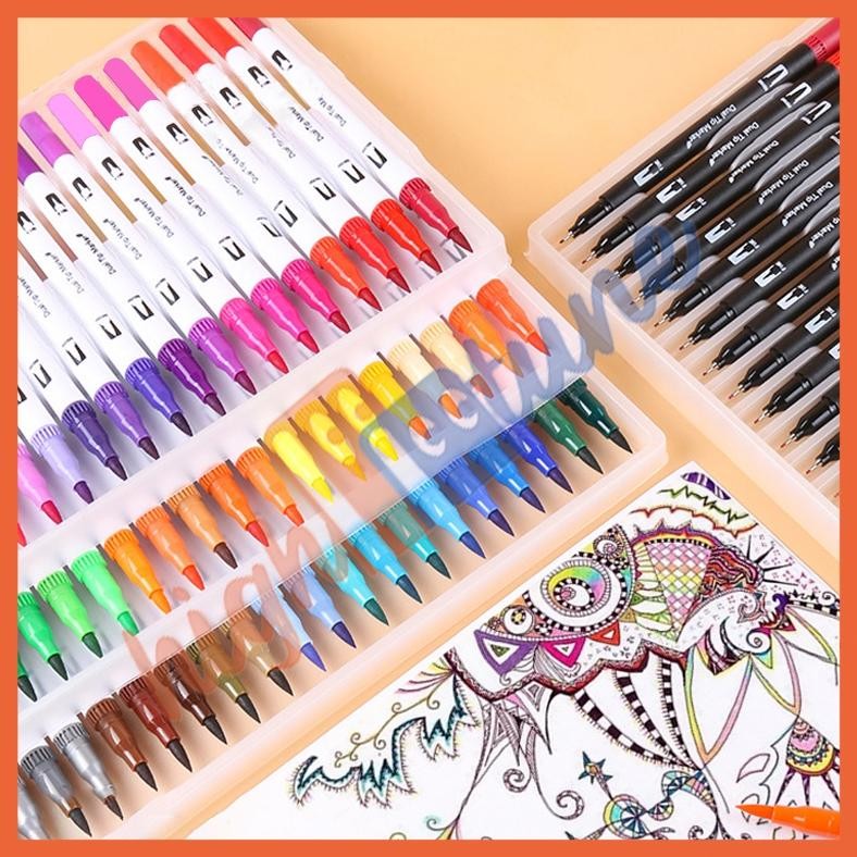 

gd-5 Hightune Color Brush Pen Brushpen Spidol Kaligrafi Set Stabilo Double Tip 12/36/60/100 Warna Paint Marker Terlaris