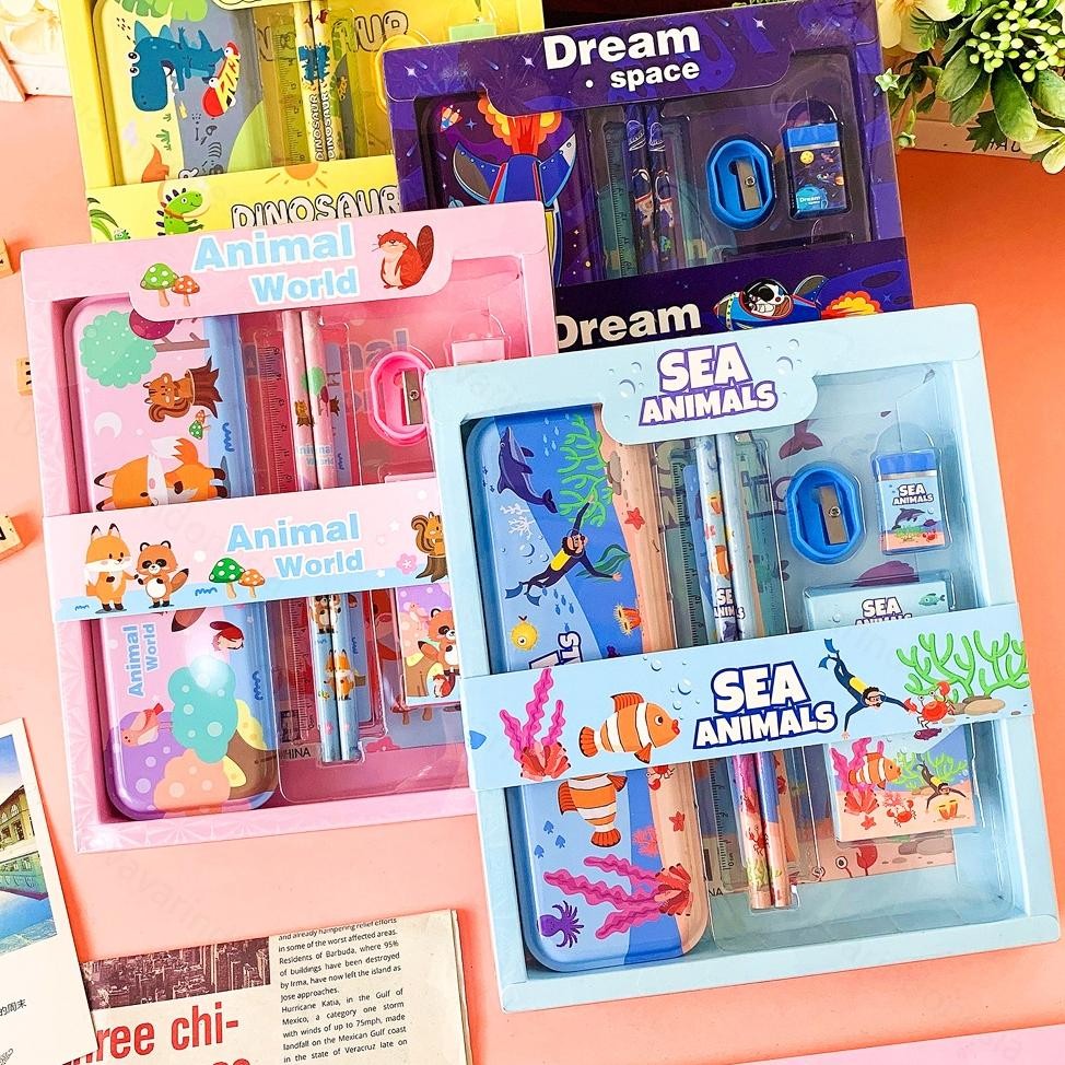

Up15 BEVAVAR Alat Tulis Anak Set Tempat Pensil Lucu Untuk Hadiah Anak Stationery 6In1 Termurah