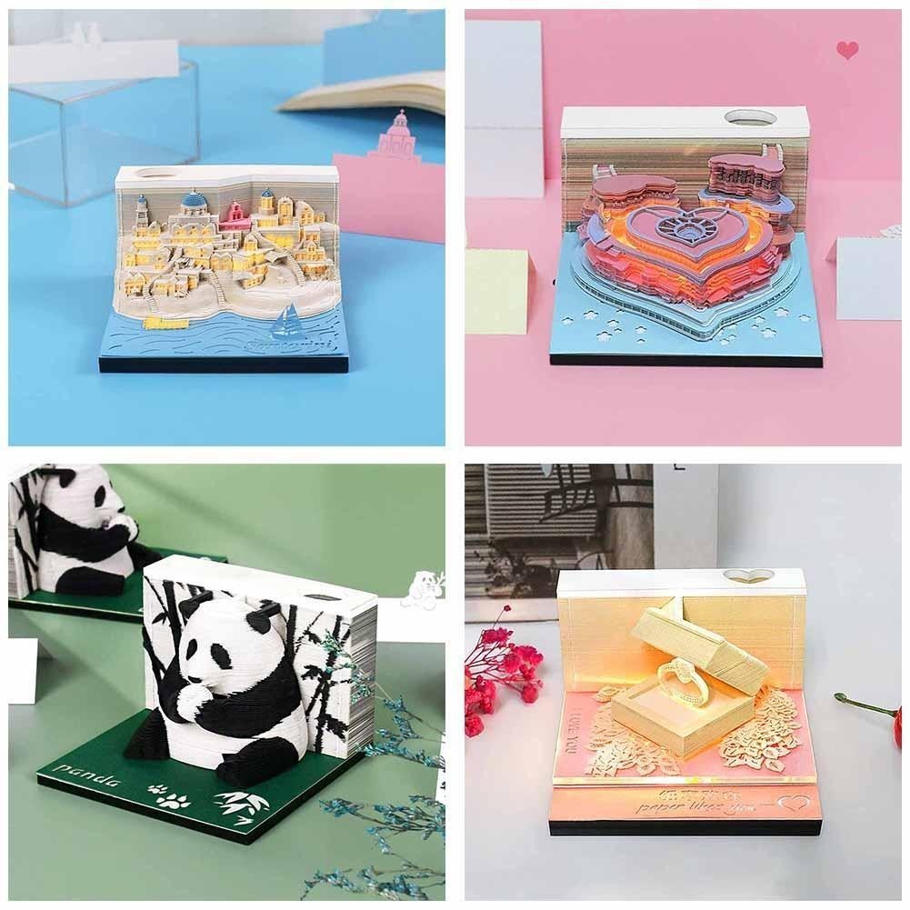 

Bantalan Memo Artistik 3D Model Panda Harta Nasional 3D Dekorasi Desktop Ukiran Kertas Tiga Dimensi untuk Kantor/Rumah |4DC37E33|