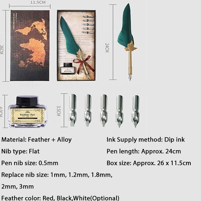 

Pulpen & Tinta Pulpen Bulu Pena Fountain Kaligrafi Stainless Vintage Retro dengan Kotak Alat Tulis Pena Hadiah Font
