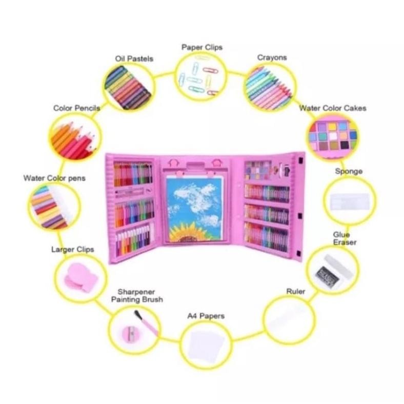 

Terbaru Crayon Set Anak Sekolah Lengkap / Alat Mewarnai Anak / Super Mega Art Set 208Pcs Promo