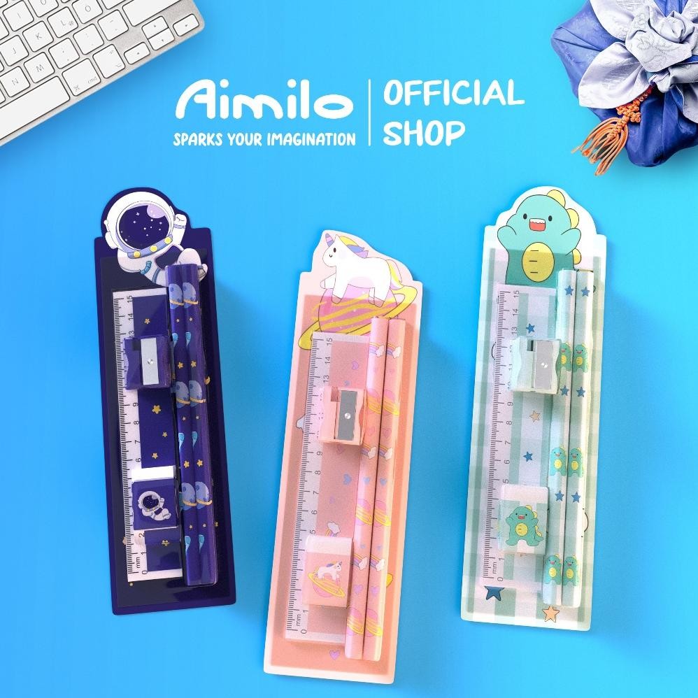 

[READY] Aimilo 5in1 Pensil Set Alat Tulis Anak Lucu Dan Penghapus Untuk Tempat Pensil Buku Tulis Sekolah