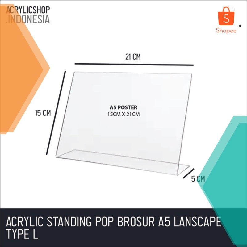 

Murah Akrilik Tempat Brosur A5/Acrylic Tent Card Holder Lanscape A5 TypeL Keren