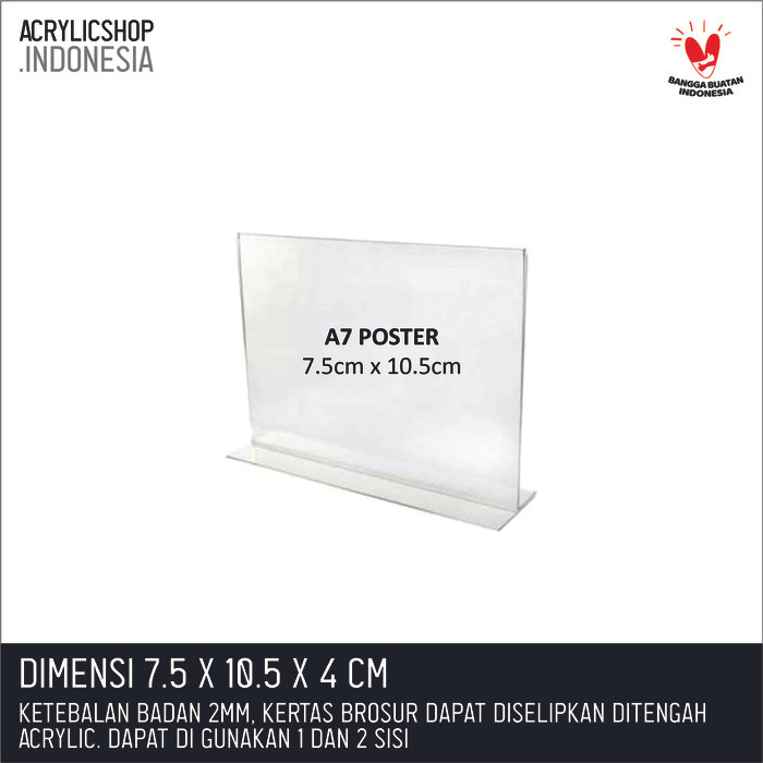 

Promo Akrilik Tempat Brosur A7/Acrylic Tent Card Holder Lanscape A7 Type T Elegan