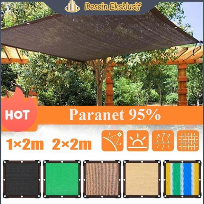 Paranet 95% Lebar 2/3/4 Meter Shading Net Nylon Anti Panas Enkripsi 6-Pin Jaring Paranet Pelindung