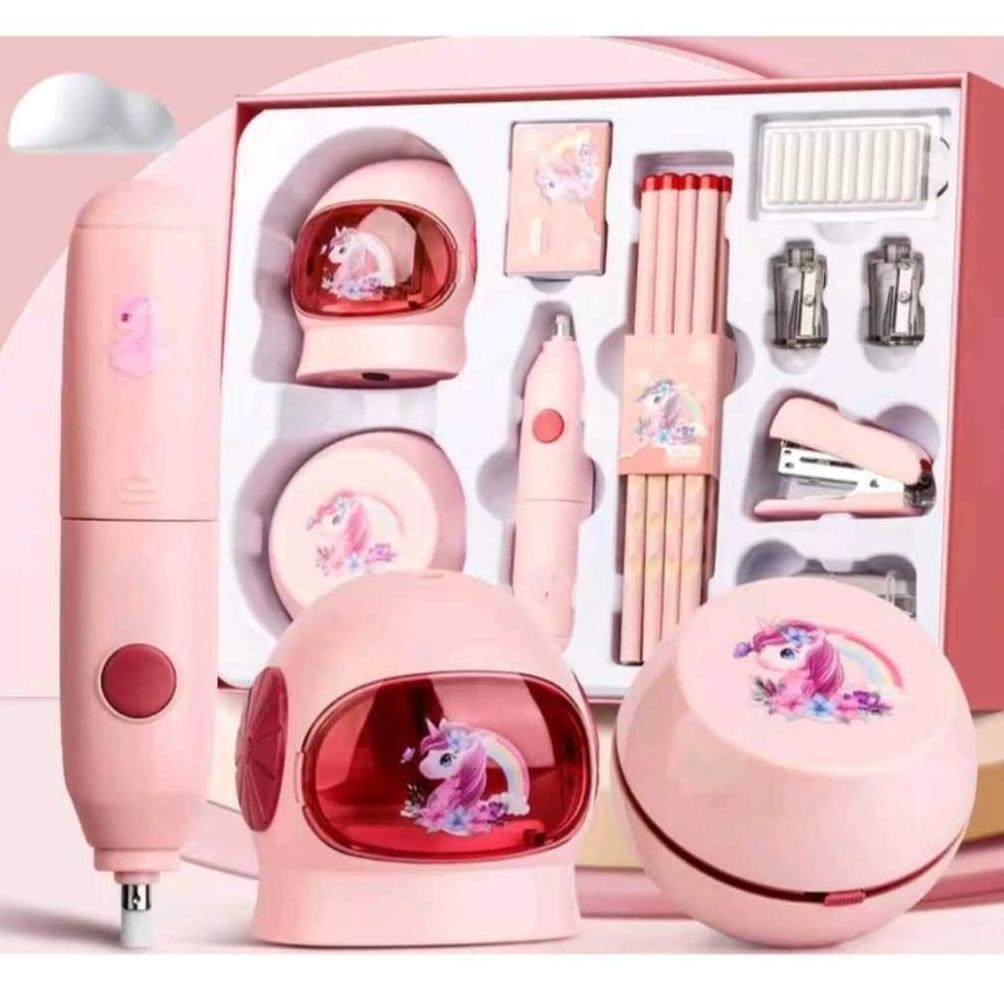 

gh-56 SET ALAT TULIS ELEKTRIK RAUTAN PENGHAPUS VACUUM PENSIL 11 IN 1 / ELECTRIC STATIONERY SET 7 IN 1 Murah