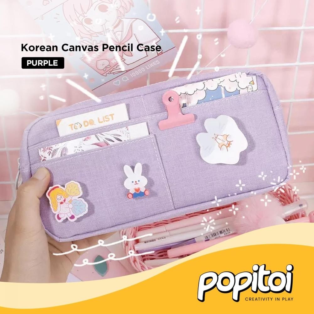 

JPF-1015 Korean Canvas Large Capacity Pencil Case Kotak Pensil Kanvas Besar Warna Warni Premium